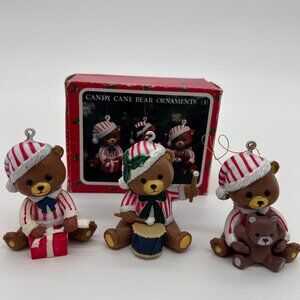 Christmas Around the World Candy Cane Bear ornaments set of 3 IN BOX